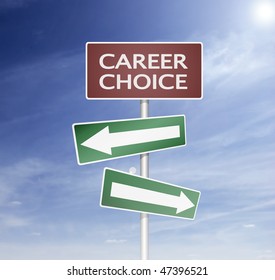 Direction Sign And Board With Career Choise Way