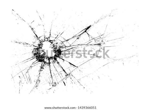 Dirk in the glass. Broken glass\
on a white background, texture background design\
object
