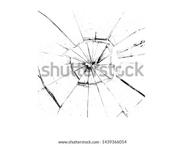 Dirk in the glass. Broken glass\
on a white background, texture background design\
object