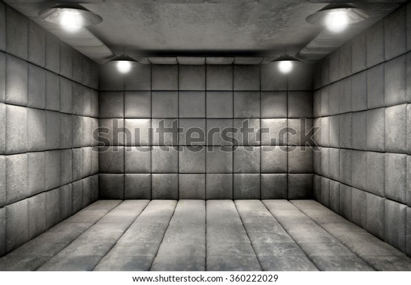 A dirty\
white padded cell in a mental\
hospital