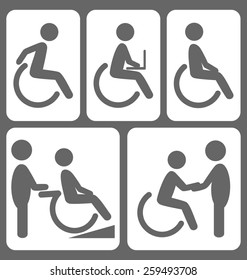 Disability People Pictograms Flat Icons Isolated Stock Illustration ...