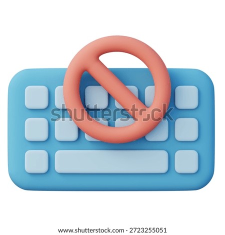 Disabled computer keyboard for typing malfunction input device and computer issue 3d icon