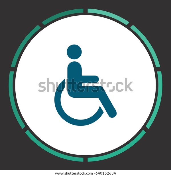 Disabled. Flat simple Blue pictogram in a circle.\
Illustration\
icon