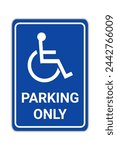 Disabled parking areas sign, Disabled wheelchair icon. Disable symbol logo, disable handicapped sign isolated on white