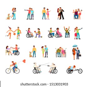 Set Disabled People Wheelchair Blind Stick Stock Vector (Royalty Free ...