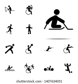 Disabled Sport Ice Sledge Hockey Icon. People In Sport With Disabilities Icons. Universal Set For Web And Mobile