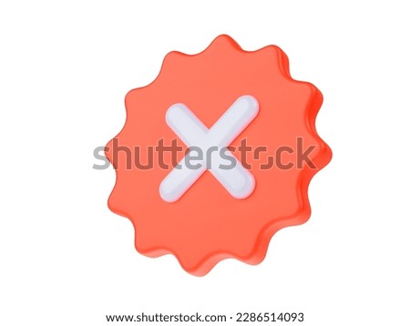 Disapprove or Wrong Choice concept. Cancel cross icon isolated over white background. 3D rendering. 3D Realistic Red cross checkmark sign. Negative or decline sign 3d render. Interface button . 