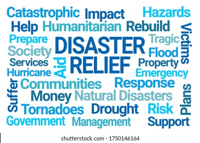 Disaster Relief Word Cloud On White Background