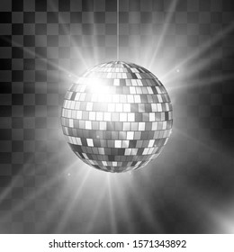 Disco ball with bright rays and bokeh. Music and dance night party background. Abstract night club retro background 80s and 90s. illustration isolated on transparent background - Powered by Shutterstock