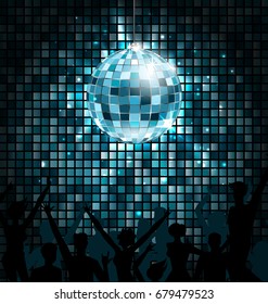 Disco Ball Silhouettes People Dance Party Stock Illustration 679479523 ...