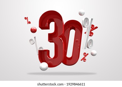 Discount 30% percent sign 3d number red. Special Offer 30% Discount Tag, Sale Up to 30 Percent Off, big offer, Sale, Special Offer Label, Sticker, Tag, Banner, Advertising, number 30