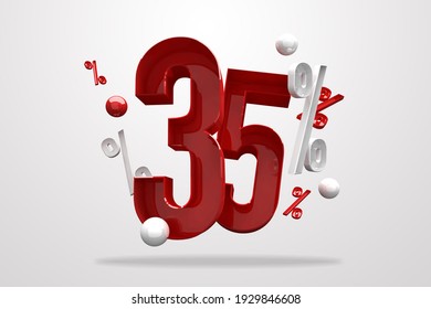 Discount 35% percent sign 3d number red. Special Offer 35% Discount Tag, Sale Up to 35 Percent Off, big offer, Sale, Special Offer Label, Sticker, Tag, Banner, Advertising, number 35
