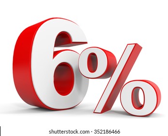 Discount 6 percent off. 3D illustration.