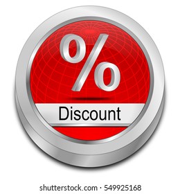Discount button - 3D illustration