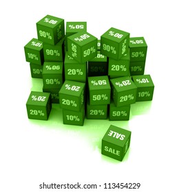 Discount cube on white background