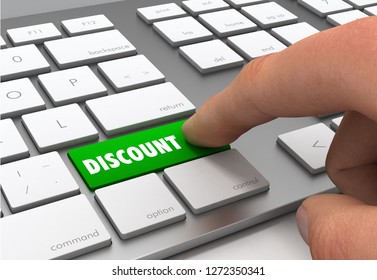 discount push button concept 3d illustration isolated
