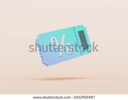 Discount Ticket Coupon. 3D rendering