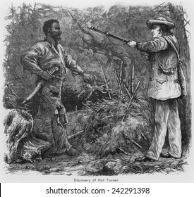 Discovery Of Nat Turner (1800-1831), By Benjamin Phipps On October 30, 1831. Turner Eluded Capture For Two Months, He Was Discovered Hiding In A Cave. Engraving By William Henry Shelton (1840-1890).