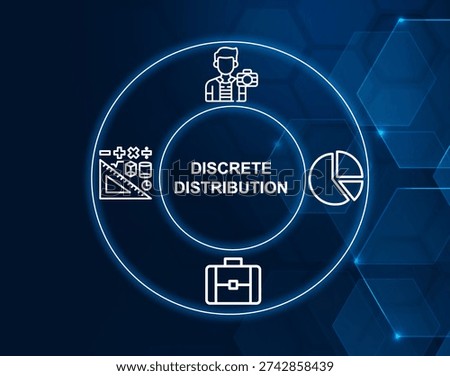 discrete distribution concept.Probability distribution with distinct, separate values.