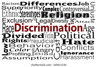Discrimination and Human differences concept with word cloud. Social Issues