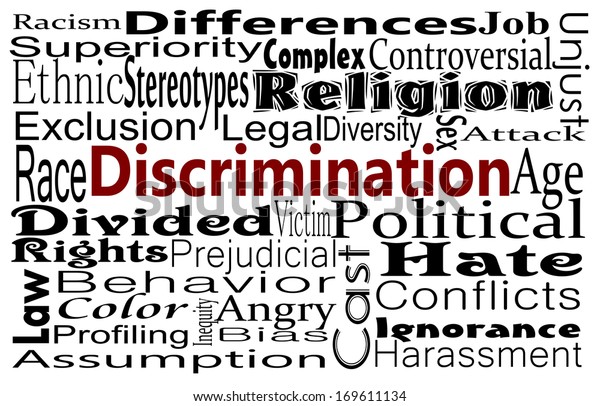 Discrimination and Human differences concept with\
word cloud. Social\
Issues