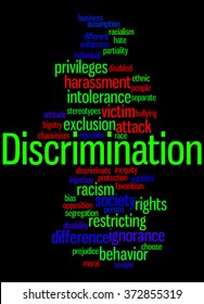 Discrimination Word Cloud Concept On Black Stock Illustration 372855319 ...