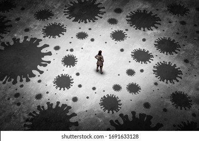 Disease Outbreak Anxiety And Pandemic Psychology Or Health Fear Of Contagion Or Psychological Fears Of Disease Or Virus Infections With 3D Illustration Elements.