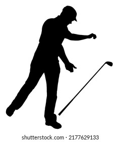 Disgusted Angry Golfer Series - Bad Iron Shot Player Throwing Clun On Ground