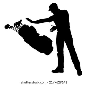 Disgusted Angry Golfer Series - Bad Game Player Throwing Golf Bag On Ground 