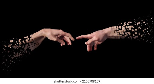 Disintegrating Reaching Hands Concept Illustration Isolated Stock ...