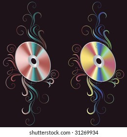 Disk DVD with ornament. These are raster versions of a vector which can be found in a portfolio.