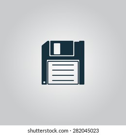 Diskette Save. Flat Web Icon, Sign Or Button Isolated On Grey Background. Collection Modern Trend Concept Design Style Illustration Symbol