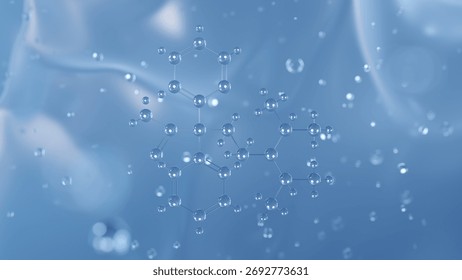 disopyramide molecular structure, 3d model molecule, antiarrhythmic drug structural chemical formula view from a microscope