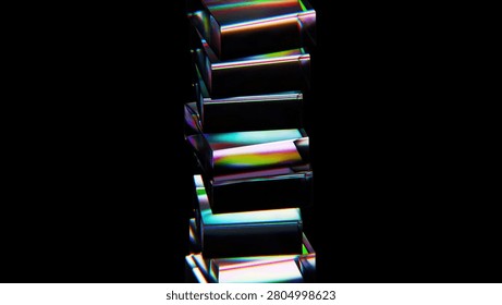 Dispersion glass blocks. Computer generated render. 3D Illustration
