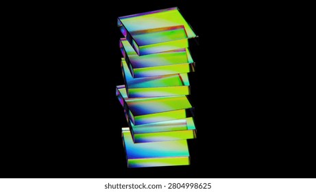 Dispersion glass blocks. Computer generated render. 3D Illustration