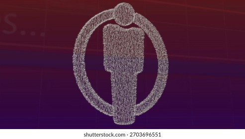 Displaying central wireframe humanoid icon forming from particles on UI, with ring and left text. Pointcloud, glyph, halo, gradient, grid, panels, futuristic
