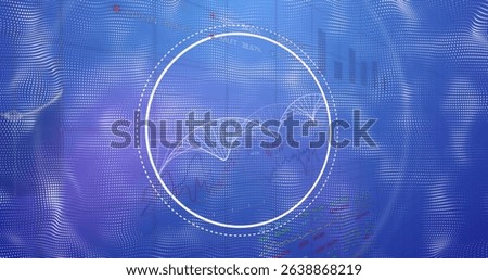 Displaying circular graph showing multi-peaked arc and NFT 38.67% text on dotted mesh in dashboard. Data, analytics, technology, visualization, digital, interface, dashboard