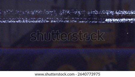 Displaying horizontal static bars spanning frame on dark blue-black screen, showing glitch pattern. Digital art, glitch effect, abstract, cyberpunk, futuristic, distortion, technology
