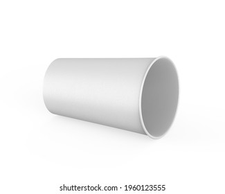 Disposable Paper Cup Mock Up For Coffee, Tea, Soda And Soft Drink. Kraft Cardboard Paper Cup On Isolated White Background, 3d Illustration