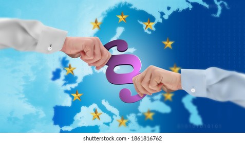 Dispute Over The Rule Of Law In The European Union. EU Agrees To Link Rule Of Law To Budget Fund Access. 3d Illustration.