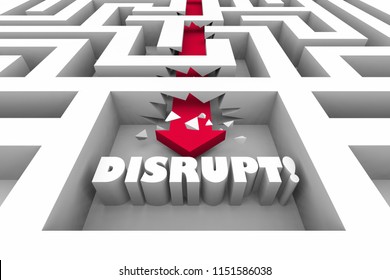 Disrupt Maze Break Through Walls Innovate Change 3d Illustration