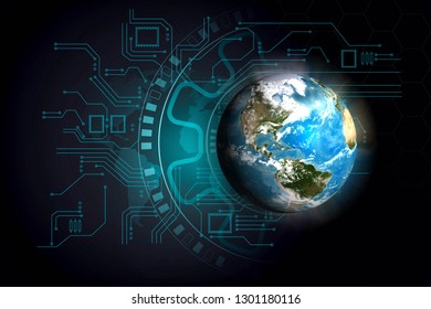 Disruptive Technologies Concept Change The World.Disruption Has Changed The World .Texture Map Courtesy Of NASA.