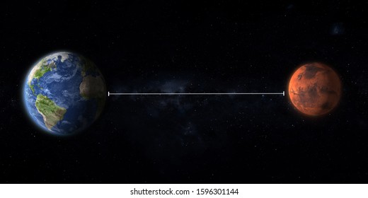 Distance From The Earth To Planet Mars Graphic Illustration , Some Elements Of This Image Furnished By NASA