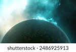 Distant exoplanet with alien landscape