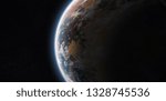 Distant planet system in space with exoplanets during sunrise 3D rendering elements of this image furnished by NASA