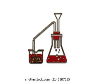 Distiller Moonshine Distill Symbol Indian Red Sari Saree Icon Logo, 3d Illustration