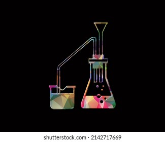 Distiller Moonshine Distill Symbol Low Poly Icon Chromatic Logo, 3d Illustration