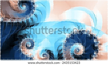 distorted mosaic spiral pattern and coloured gradient design turquoise with square shaped  glass tiles