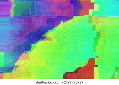 Distorted Motion glitch effect Abstract neon pink green blue interlaced digital background texture. Futuristic striped glitched cyberpunk design. Retro rave 90s, 2000s, vaporwave, lo-fi aesthetic