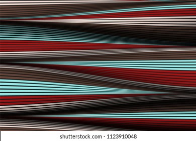 Distorted Striped Surface. Wavy Lines and Gradient Mesh. Trendy Abstract Background. Futuristic Template with Effect of Volume and Movement. Flow. Wavy 3D Abstraction with Distortion of Vector Lines.